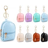 gisgfim 8pcs Mini Purse Backpack Keychain Coin Purse Keychain,Zipper | Fashion Bag Charms Accessories,PU Leather,Lipstick Card Data Cable Holder,Mini tote Pendents,Small Purse Bulk,for Women Girls