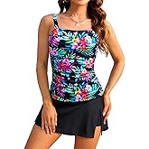 Talisea Womens Two Piece Tankini Bathing Suits with Skirt Tummy Control Swimsuits Ladies Swimwear