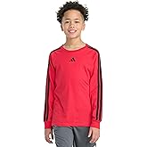 Adidas Boys Long Sleeve Small Embroidered Logo 3-Stripe Tee