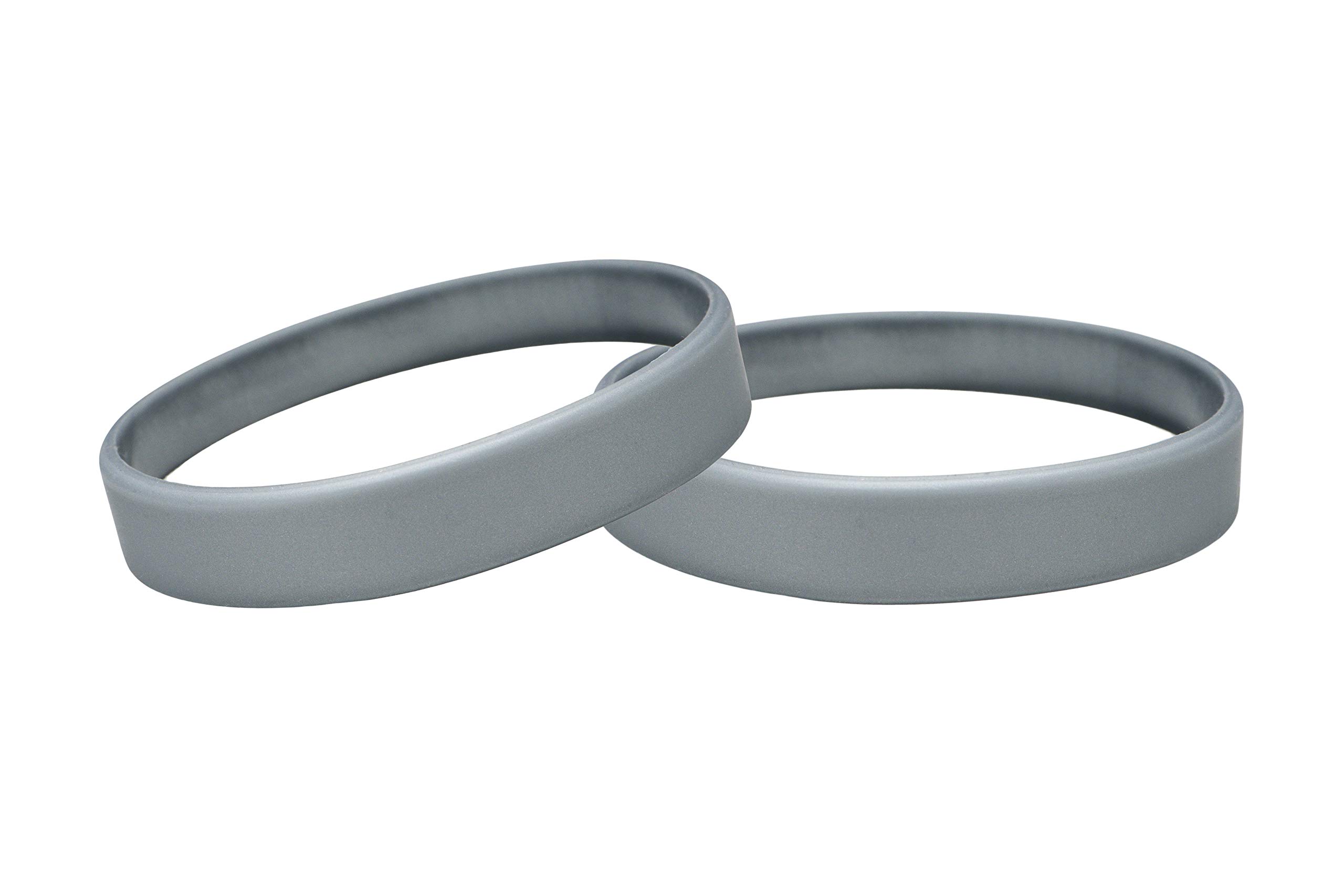 Silicone Wristbands, Youth Sizes, Variety Colours 10 Pack (Silver)