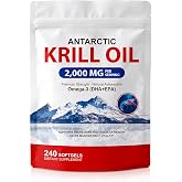 Tiuedu Antarctic Krill Oil Supplement, 2,000mg Per Serving,Rich in Omega-3s EPA, DHA &amp; Astaxanthin,Supports Heart, Joint &amp; Brain Health,Helps Maintain Daily Vitality, 240 Softgels