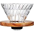 Hario VDGR-02-OV V60 Heat Resistant Glass, Permeable, Coffee Dripper, Olive Wood, 02, Coffee Drip, For 1 to 4 Cups