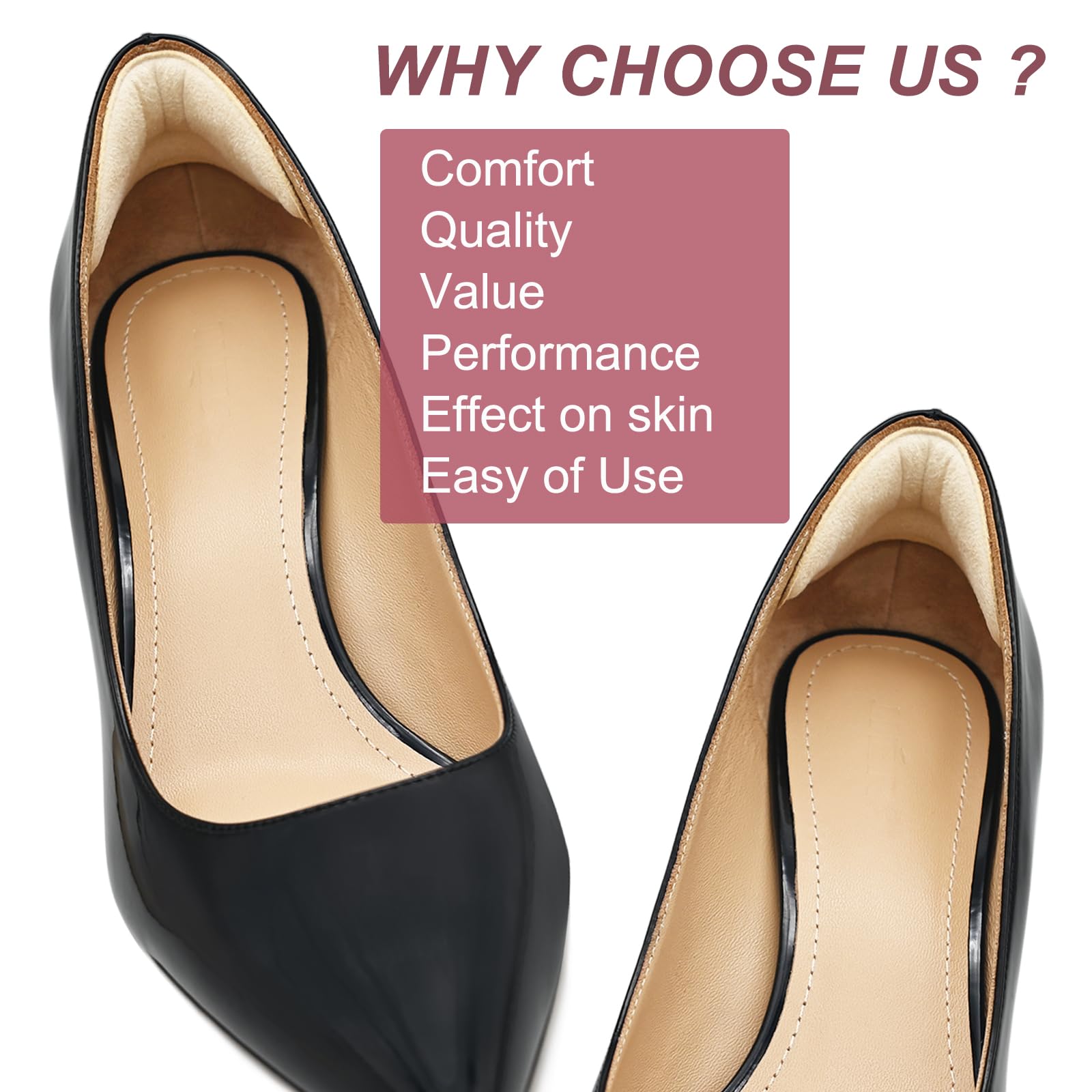 6 Pairs Comfowner Heel Cushion Pads, Comfort Shoe Grips Snugs for Big Shoes Loose Blisters and Pain, Protectors Liners Men Women