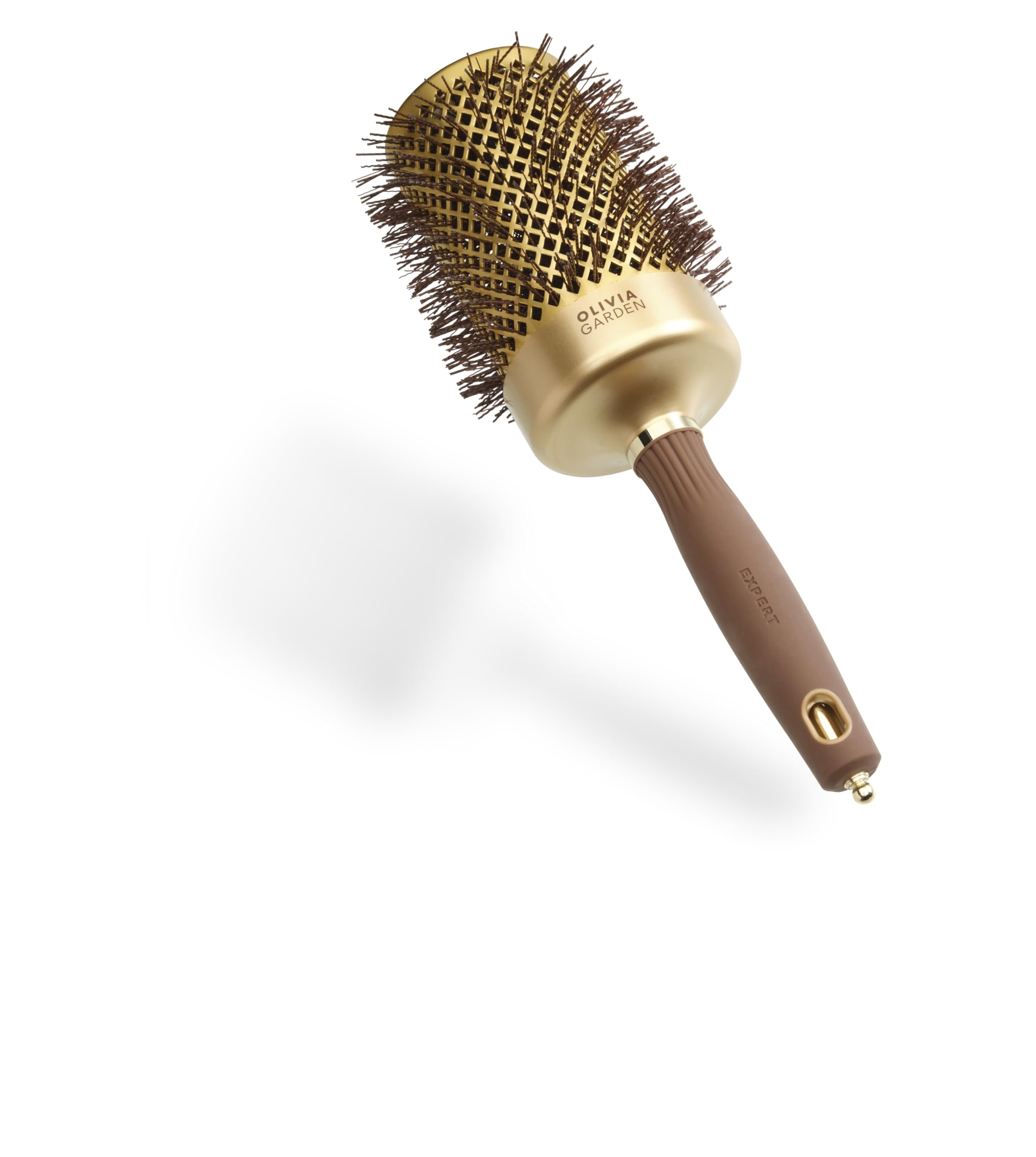Olivia Garden Expert Blowout Shine – Gold & Brown - 65 - Ceramic Coated Round Brush for Smooth Blowout, Frizz-Free Hair & Radiant Shine