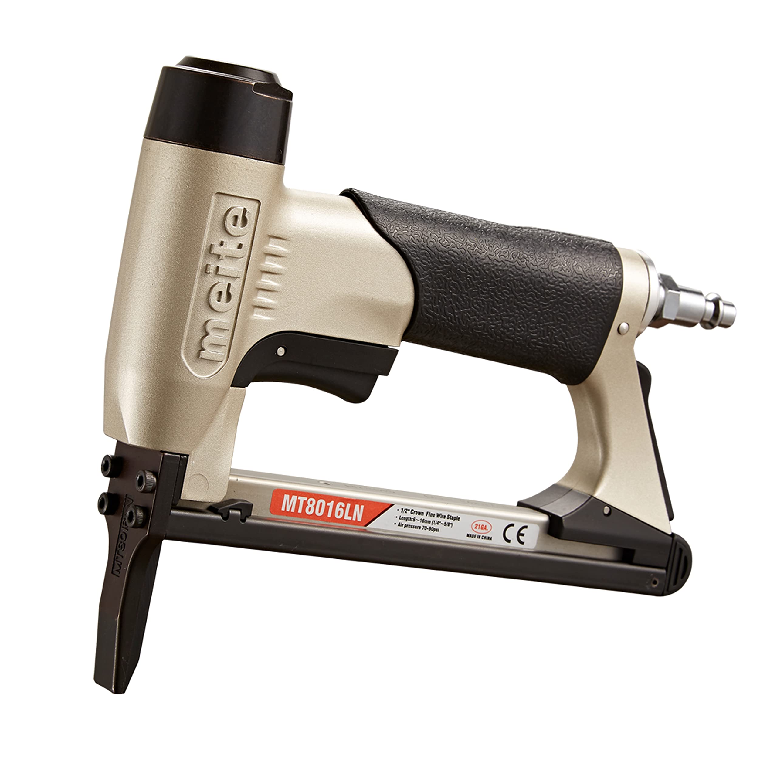 meite MT8016LN Air Staple Gun, Long Nose Pneumatic Upholstery Stapler, 21GA / Type 80 Lightweight Upholstery Air Stapler for DIY, Decoration, Funiture and Woodworking