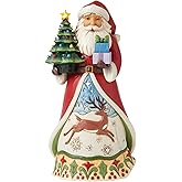 Enesco Jim Shore Heartwood Creek Santa Holding a Vintage Tree Lit Figurine- Resin Hand Crafted Painted Collectible Decorative Santa Figurines with Light Christmas Home Decor Holiday Statue, 10.23 Inch