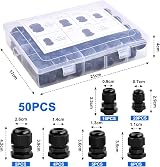 suchkawe 50 Pack Cable Glands PG7-19 Waterproof Connectors 3-16mm Nylon IP68 Box view 2