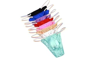 IPHREECO Men's Low Waist String Tanga Bikini Briefs Thongs Stretchy Cheeky Back Underwear Swimwear Panties