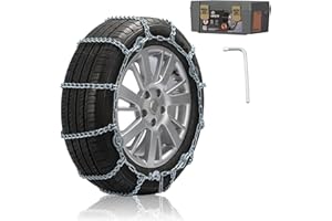 HILLCLYM Snow Chains for Pickup Trucks, SUVs, Light Trucks, Heavy Duty Quick Fit & Easy Installation, Reusable Emergency CAM Tightener Tire Traction Chain, Set of 2 (HPC1146)