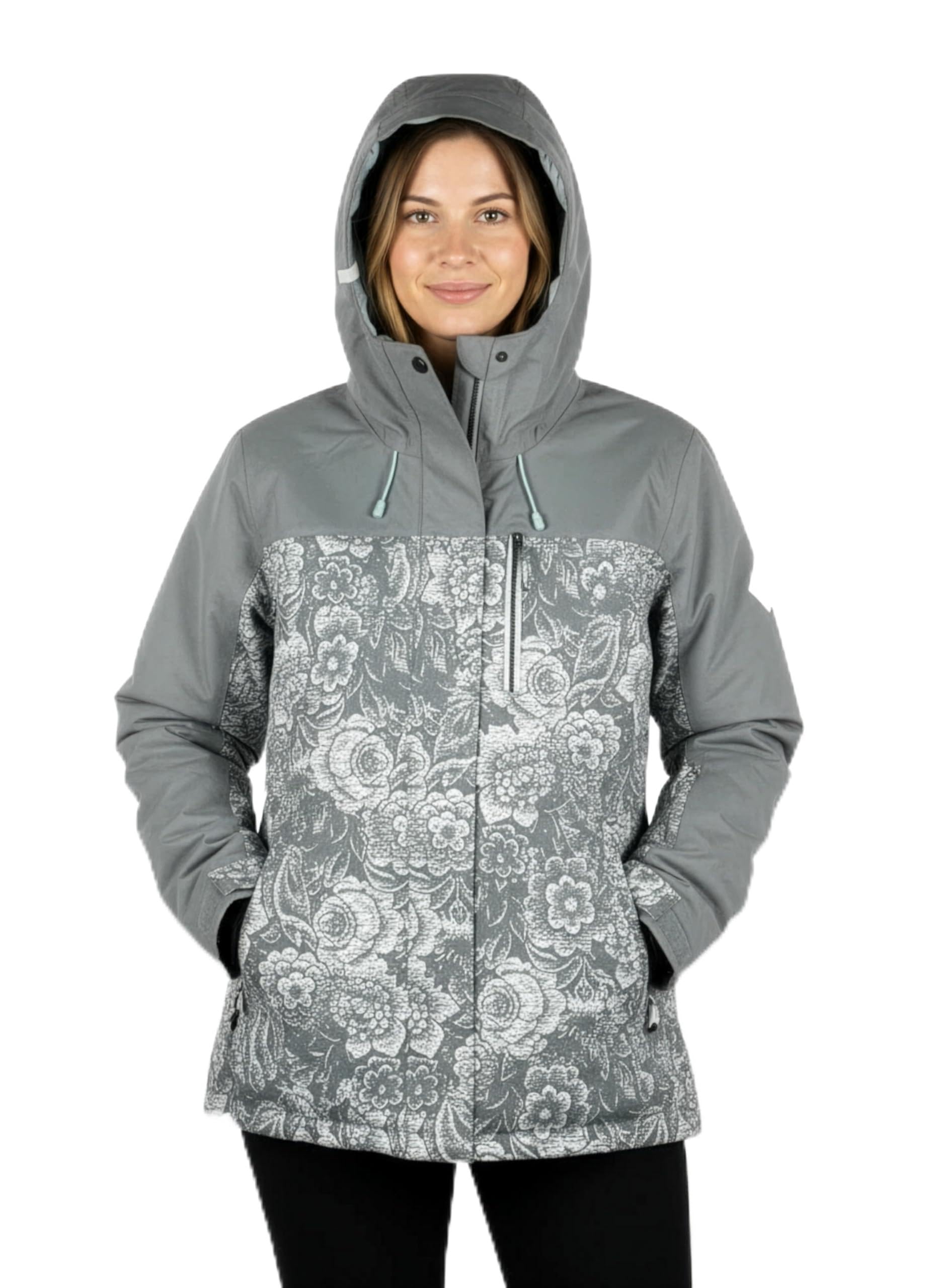 Photo 1 of Roxy Women's Jetty Block Jacket – 10K Waterproof, Insulated Snow Jacket, PFAS-Free, Recycled Fabric, Grey Mix, Medium