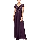 Alex Evenings Womens Stretch Sequin Bodice Empire Waist Long Gown, Formal Event Dress (Petite and Regular Sizes)