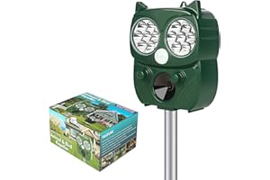 JIN&CO 2025 Solar Ultrasonic in Repellent Defender Rat, Squirrel, Deer, Raccoon, Skunk, Rabbit, Mole, Dog, Cat, Waterproof with Motion Detector