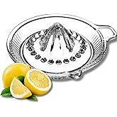 Glass Lemon Juicer, Orange, Grapefuit Manual Squeezer, Small Citrus Juicer, Extractor Manual Hand with Handle and Pour Spout,