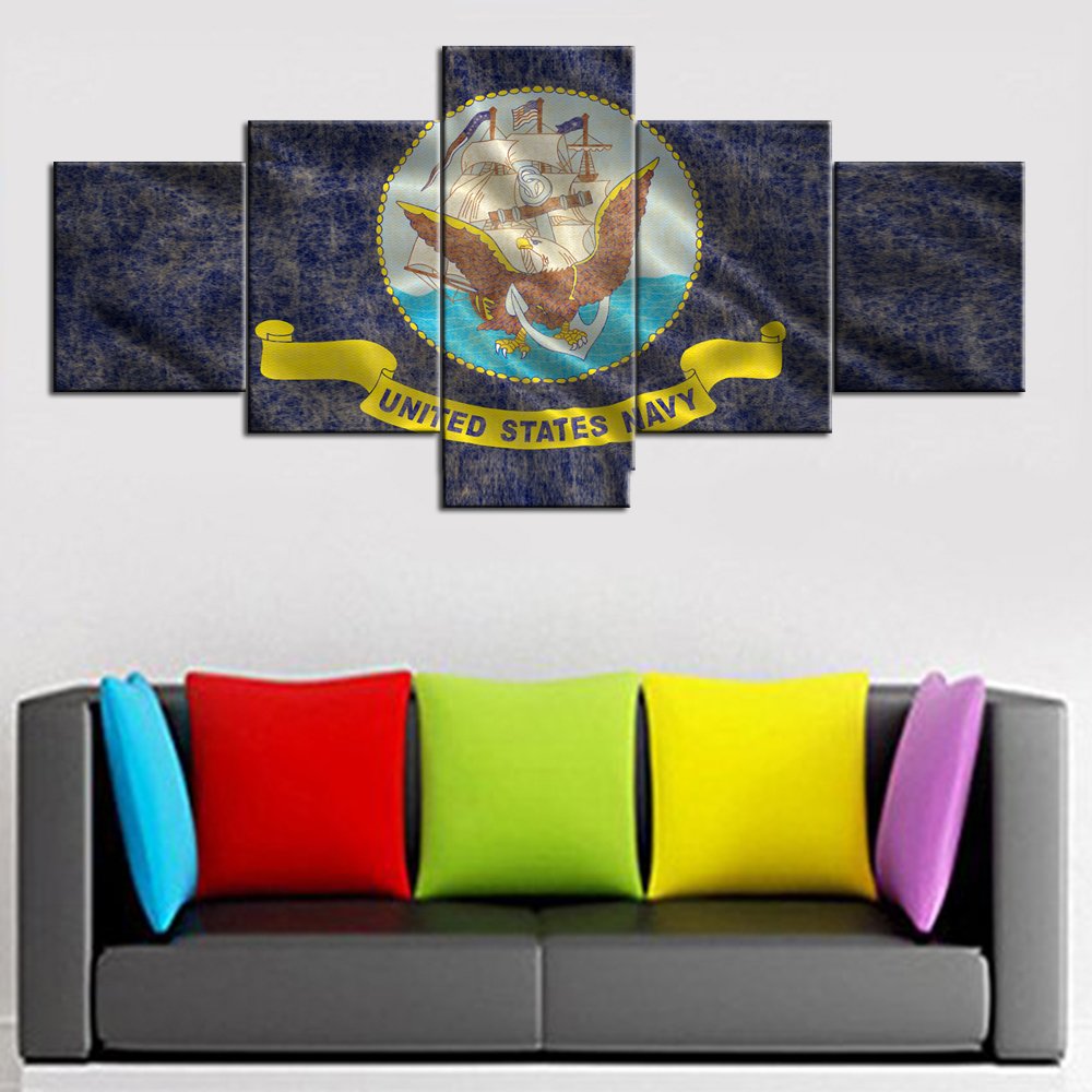 Military Wall Canvas 5 Panel Art Flag of Naval Forces US Paintings Modern Pictures Artwork Home Deco