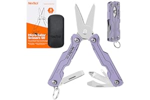 NexTool S0 Micro Scissors Multitool,8-in-1 Mini Pocket Knife Multi Tool with Serrated Scissors,Tweezers，Eyeglass Screwdriver,