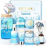 Birthday Gifts for Women, Relaxing Spa Gift Baskets for Women, Ocean Scented Self Care Gifts, Mothers Day Bath and Body Inspirational Gift Set for Mom Her Wife Best Friends Sister Girlfriend Coworker