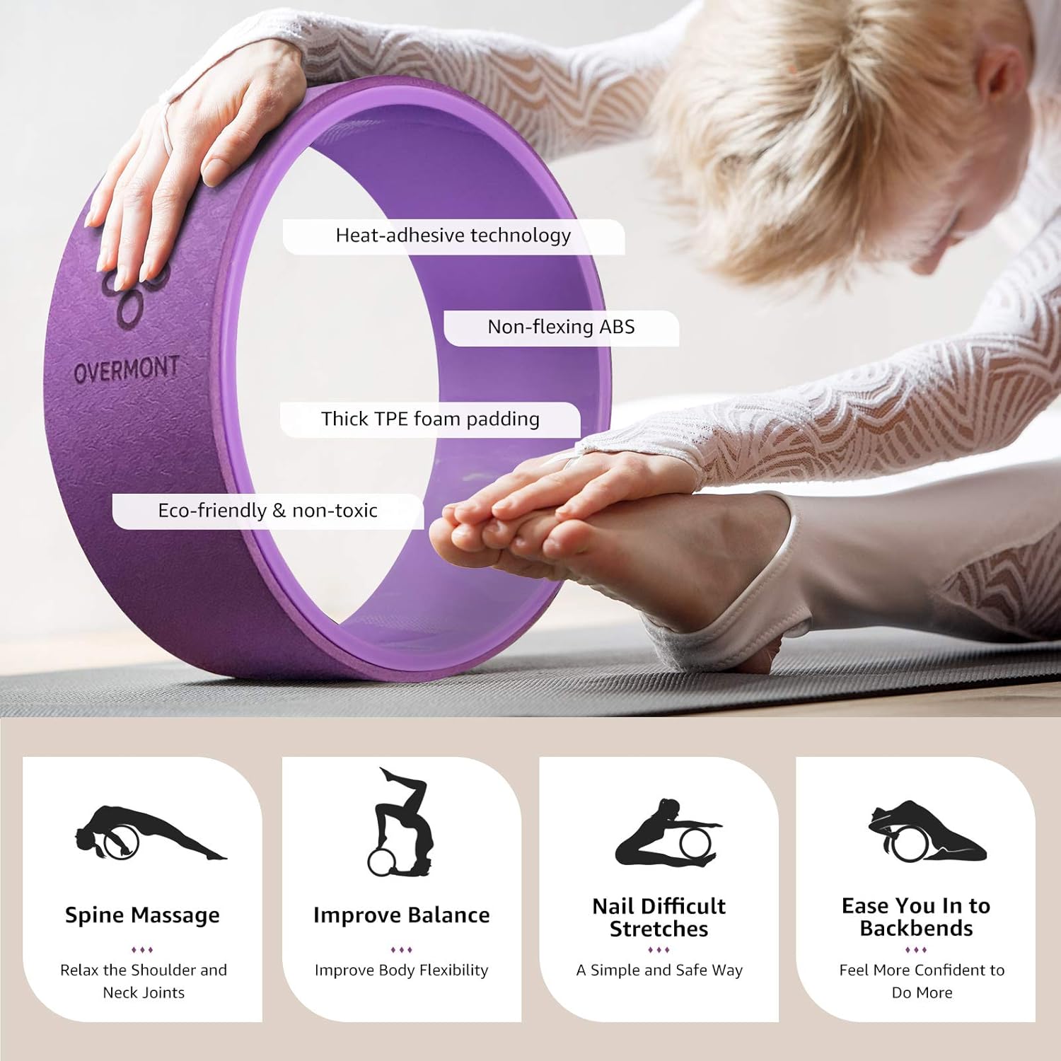 Overmont Yoga Wheel Set 3 Pack Yoga Foam Roller Perfect for Back Pain Backbends & Stretches Increase Strength & Flexibility, Massage Ball Included : Sports & Outdoors