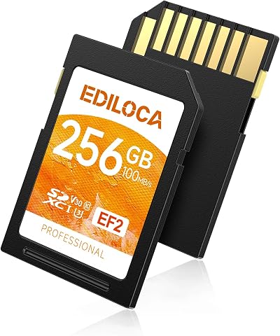 Ediloca 256GB SD Card UHS-I U3 V30 C10 95MB/s Read 90MB/s Write DSLR 4K