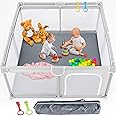 TODALE Baby Playpen, Medium Playpen for Babies and Toddlers, Indoor & Outdoor Kids Activity Center, Kids Safety Play Pens Play (Light Grey, 50x50x27 Inch)