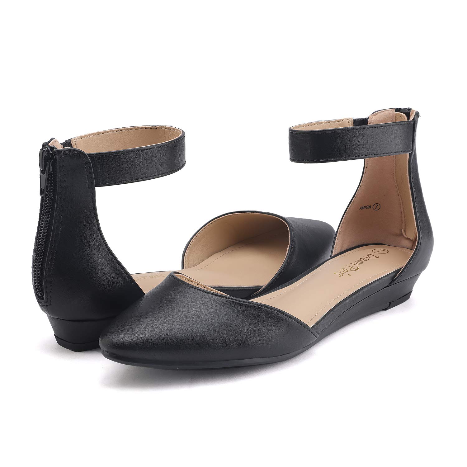 DREAM PAIRS Women's Low Wedge Ankle Strap Flats Shoes - Image 3