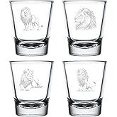 MIP Set of 4 Shot Glasses 1.75oz Shot Glass Gift Lion Collection