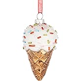 DEMDACO Decorative Holiday Hanging Christmas Tree Ornament 2 x 3 Inch Glass Sprinkle Ice Cream Cone