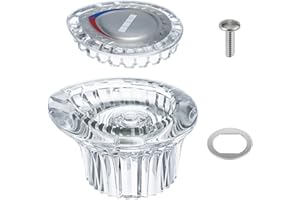 Enhon 1 Pack Shower Knob Handle Kit Compatible with Moen 96797 Chateau Collection, Replacement Faucet Handle Kit for Bathroom Tub and Shower, Include Screws, Chrome Knob Insert, Made in Taiwan