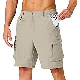 Men's Hiking Cargo Shorts Quick Dry Lightweight Travel Shorts with Multi Pockets for Fishing Camping Golf