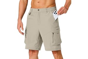 HUGUT Men's Hiking Cargo Shorts Quick Dry Lightweight Travel Shorts with Multi Pockets for Fishing Camping Golf