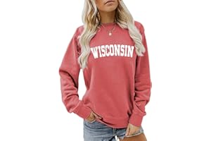 BOFUPAGO Wisconsin Sweatshirt Womens Trendy City Tops Wisconsin Shirt Crewneck Sweatshirts Long Sleeve Hockey Shirts