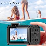 Dpofirs 4K Underwater Camera 65MP Dual Screen 33FT Waterproof Orange Floatable view 5