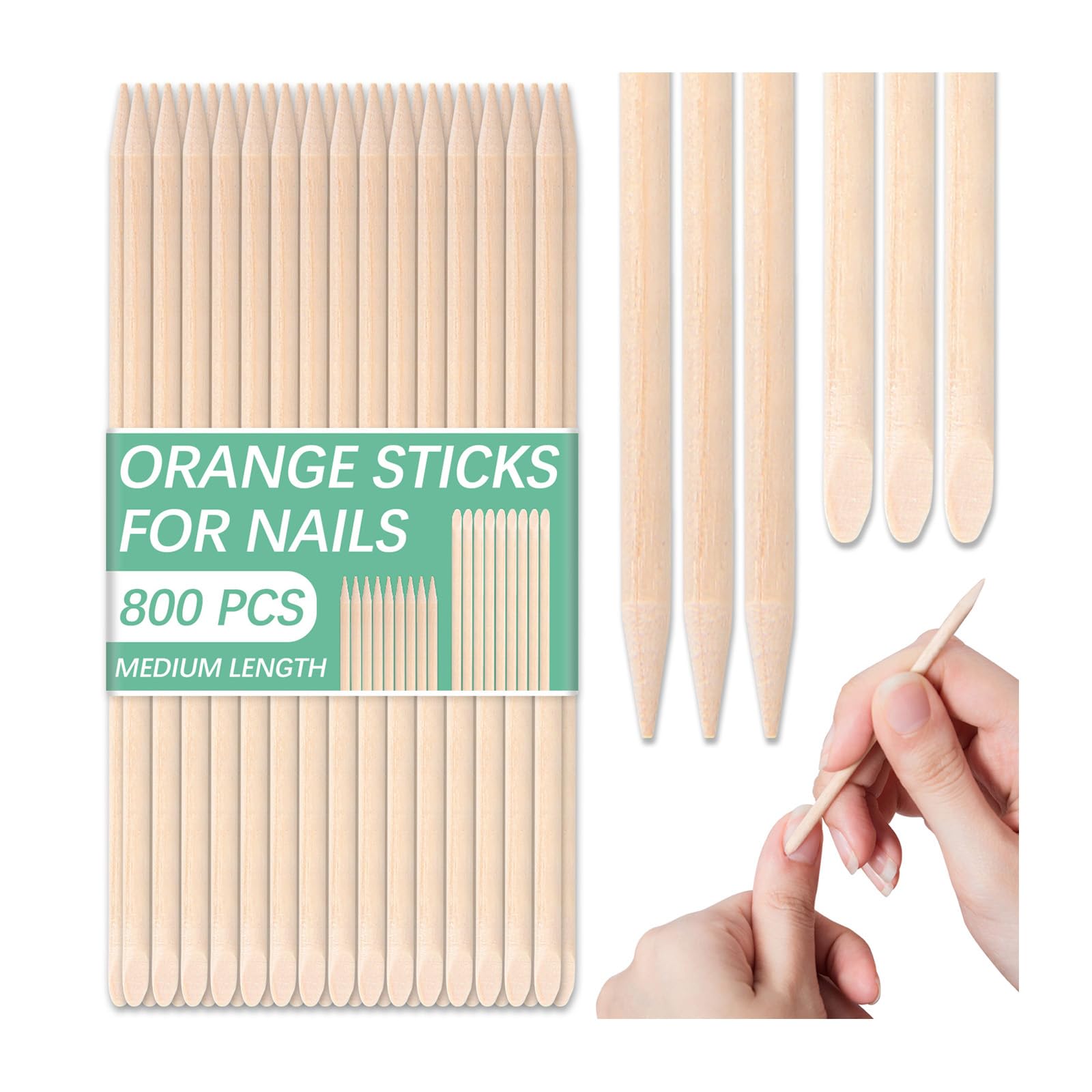 Photo 1 of 800 Pcs Orange Wood Sticks for Nails, Double Sided Multi-Use Wooden Cuticle Pusher Sticks Disposable Manicure Pedicure Tool Cuticle Stick for Nails, Eyebrow Waxing, Facial Hair Removal