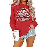 BANGELY Christmas Sweatshirt Women Christmas Tree Cake Graphic Sweater Shirts Xmas Holiday Pullover Cute Long Sleeve Tops