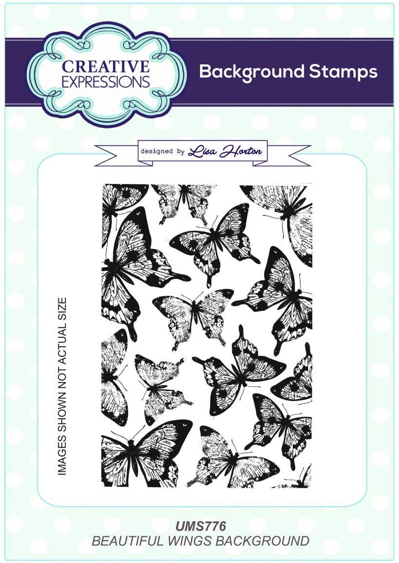 Lisa Horton A6 Beautiful Wings Background Stamp, Rubber, 10 x 15 x 0.8 cm