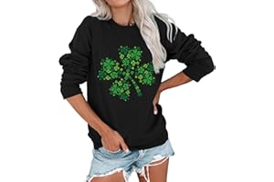 KKG Womens St. Patrick's Day Casual Sweatshirt Long Sleeve Shirts Irish Cute Clover Shamrock Pullover Tops
