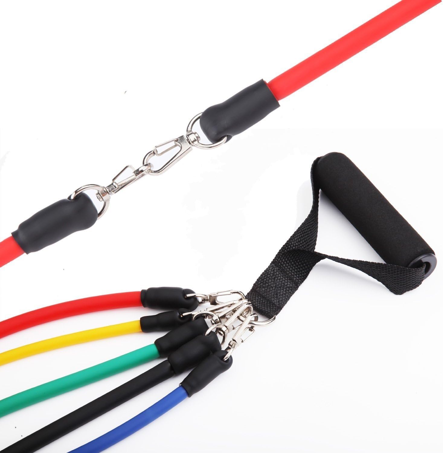 AFX Sports Exercise Resistance Bands Set, Fitness Stretch Workout Kit, 5 Tubes, 2 Foam Handles, 2 Ankle Straps - Image 3