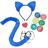 Merroyal Cat Ears Headband Balck Tail Set Halloween Accessory Cat Costume Accessories