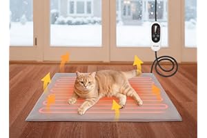 Velvopet Pet Heating Pad for Cats and Small Dogs – Heated Cat Bed with 4-Level Timer & 6-Level Temperature, Waterproof Indoor