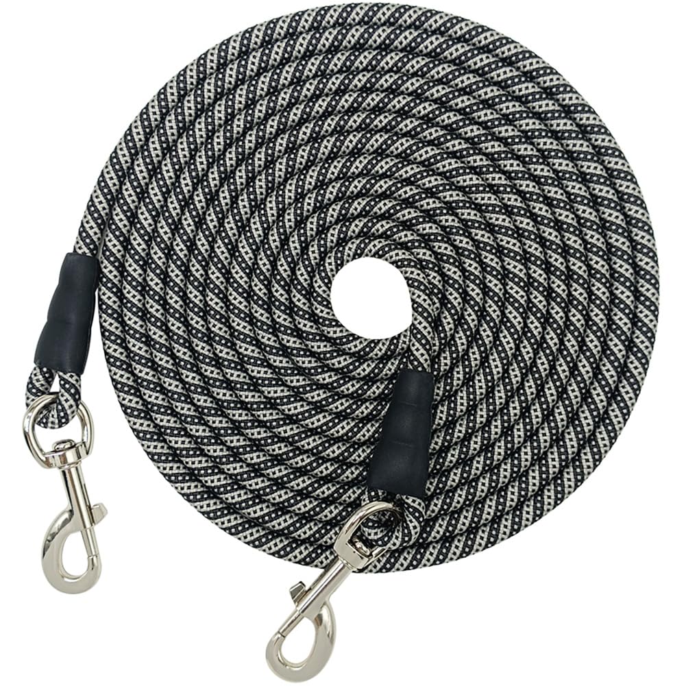 YUCFOREN Dog Tether Tie Out Long Rope Leash, Dog Lead 15FT 20FT 26FT 40FT 60FT 75FT Obedience Recall Outdoor Agility Lead for Large Medium Small Dogs Training, Camping, Playing, Backyard
