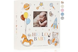Lanpn Baby Photo Album 4x6 600 Pockets, Linen Cover Photo Book Newborn Bebe Album Memory Book with Front Window Holds 600 Horizontal and Vertical Pictures Gift for Boy Girl Baby Shower Colorful