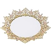 Vanity Tray, Ring Holder Jewelry Ornate Dish, Metal Decorative Makeup Tray for Vanity, Dresser, Bathroom, Bedroom