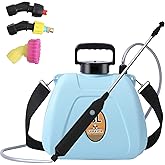 Battery Powered Sprayer 2 Gallon, Electric Garden Sprayer with 3 Copper Nozzles, 4 Spray Modes, Type-C Rechargeable, 30-60cm Retractable Wand, Shoulder Strap for Lawn & Garden