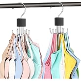 2 Pack Tank Top Hanger, Bra Hangers for Closet Organizer Max 36 Storage Capacity, Space Saving 360°Rotatable Metal Bra Organi