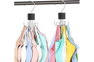 2 Pack Tank Top Hanger, Bra Hangers for Closet Organizer Max 36 Storage Capacity, Space Saving 360°Rotatable Metal Bra Organi