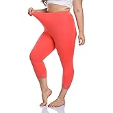 Women's Plus Size Lace Trim Capri Leggings Stretch Crop Leggings Soft Workout Yoga Tights Pants