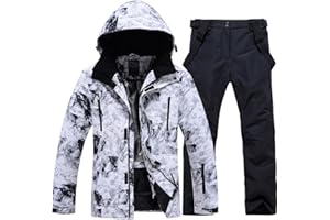 YEEFINE Men's Ski Suit Waterproof Snow Suits Two Piece Snowboard Jacket and Pants Set Outdoor Windproof Winter Warm Snowsuits