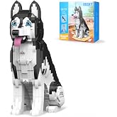 Nicefurn Husky Building Blocks Set, 1439Piece Realistic Dog Model Kit | Lifelike Sitting Pose, Blue Eyes &amp; Tongue-Out Detail, Creative Gift for Animal Lovers, Teens &amp; Adults Ages 14+, Home Decor