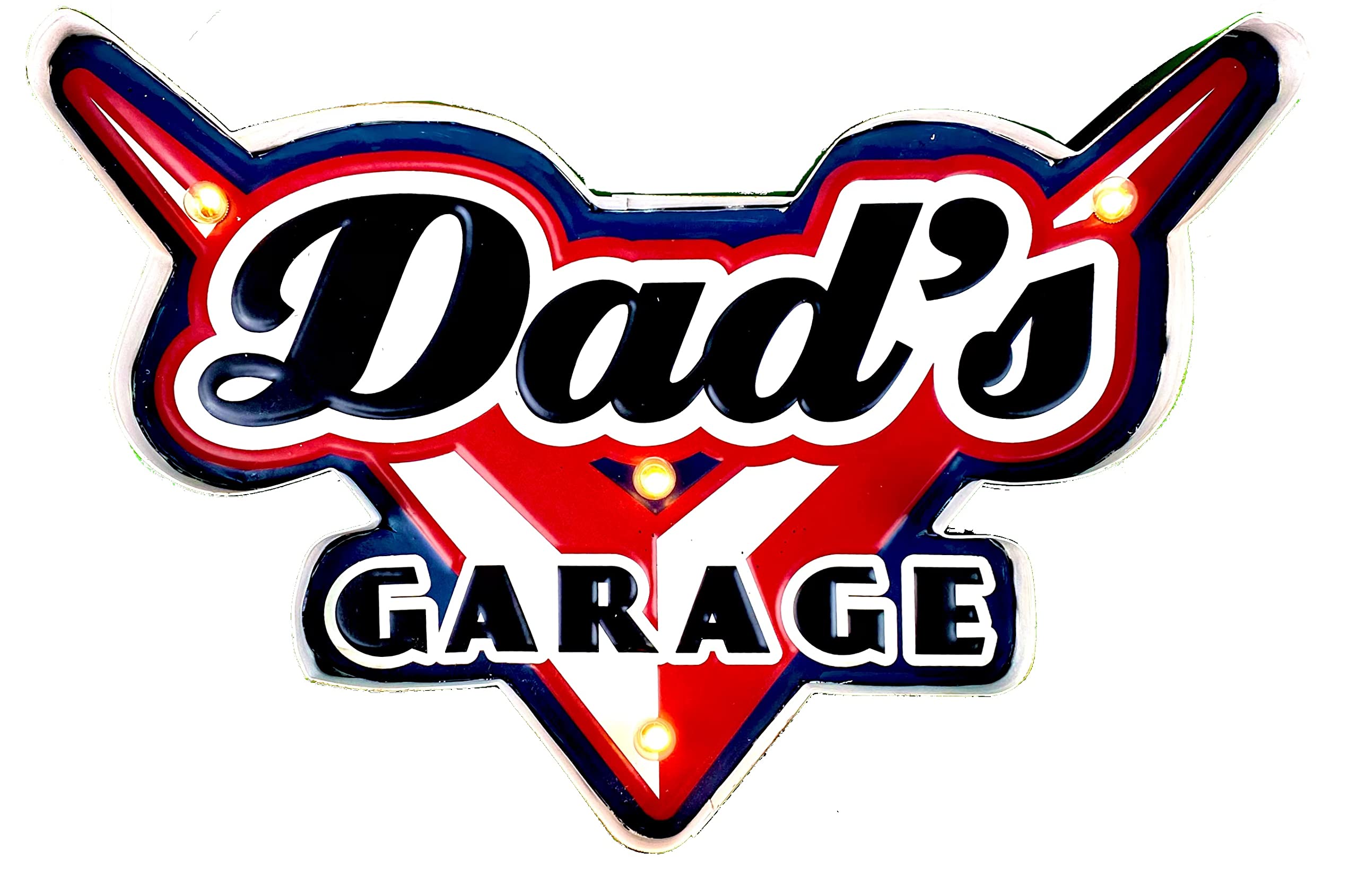 DiiliHiiri Papas Garage Sign for Dad Wall Decoration - Original Retro Sign by American Retro Sign Company. Luminous LED Sign as a Gift for Dad. Vintage Sign is 44 x 29 x 5 cm