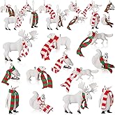 Blosssound 12 Pcs Christmas Polar Animal Ornaments 3D Christmas Tree Ornaments with Mini Scarves White Winter Tree Decorations Polar Bear Fox Squirrel Owl Hanging Pendant Figurines Party Favors