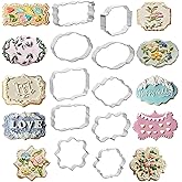 10Pcs Metal Cookie Cutters Plaque Frame Biscuit Cutter Baking Stainless Steel Fondant Cutter Molds in Difference Shapes for Birthday Wedding Christmas Holiday Cookies Decorations